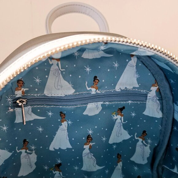 Loungefly Disney The Princess and the Frog Tiana Blue Gown Glitter Mini Backpack - Picture 5 of 5